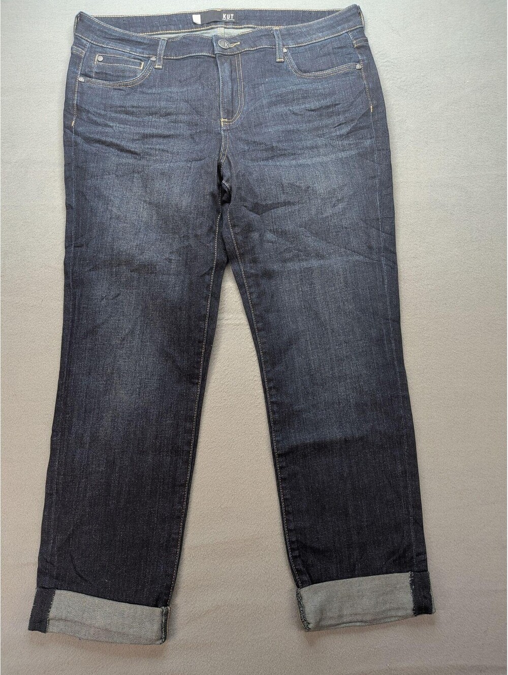 KUT From The Kloth Catherine Boyfriend Jeans Womens 12 Blue Dark Wash Denim